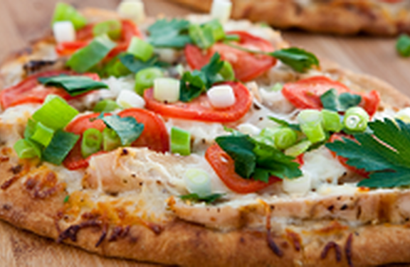 Naan Pizza with Spicy Lamb,  Feta, and Herbs