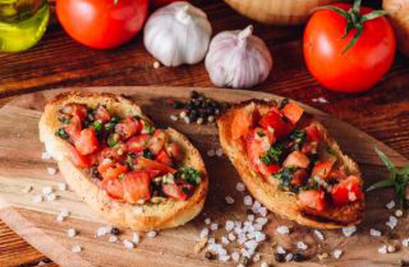 Eggplant and Sweet Pepper Crostini