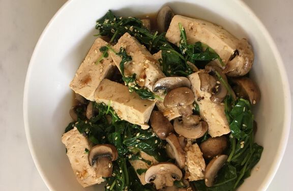 Tofu with Watercress and Mushrooms