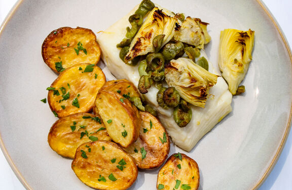 Mediterranean Halibut with Baby Potatoes
