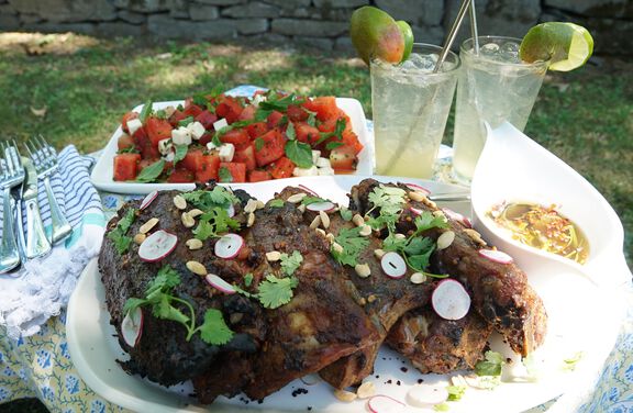 St. Louis Ribs with Smoky Peanut Glaze and Ginger Nuoc Cham