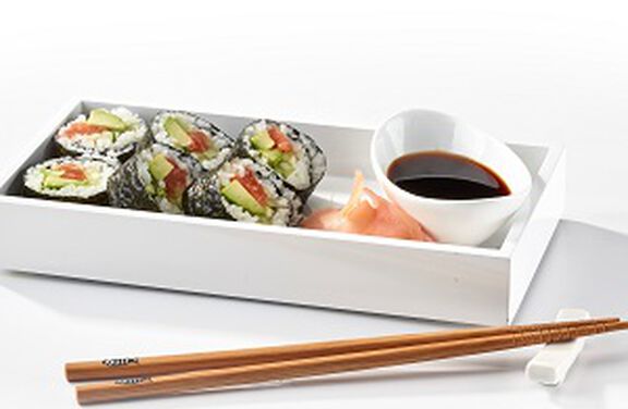 Salmon Cucumber Avocado Sushi Roll
