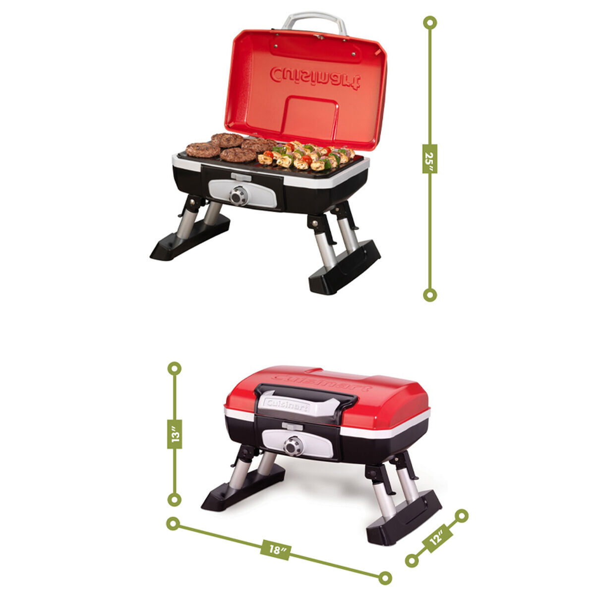 Petite Gourmet Portable Tabletop Gas Grill - Red
