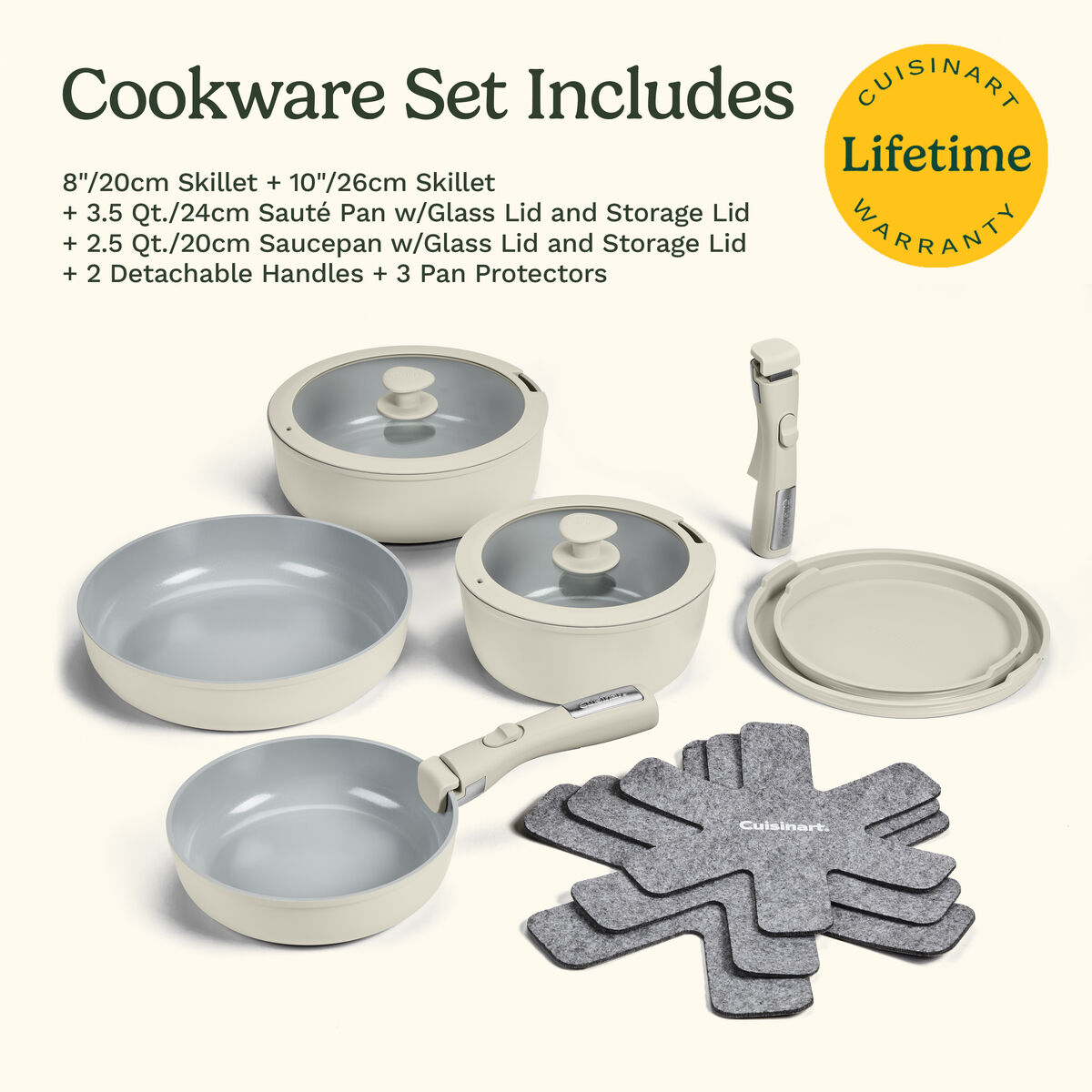 13-Piece Non-Stick Detachable Handle Cookware Set with 5-in-1 Cooking System
