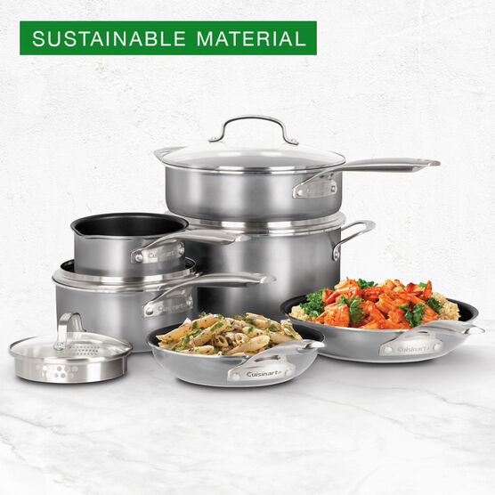 10-Piece GreenGourmet Pro Stainless Steel Cookware Set, , hi-res