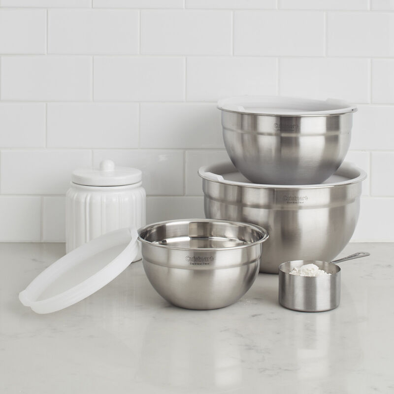 3-Piece Stainless Steel Mixing Bowls with Lids, , medium