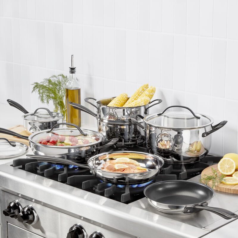 Batterie de cuisine Radiant Pro en acier inoxydable avec fini titane bross&eacute;, 11 pi&egrave;ces, , medium