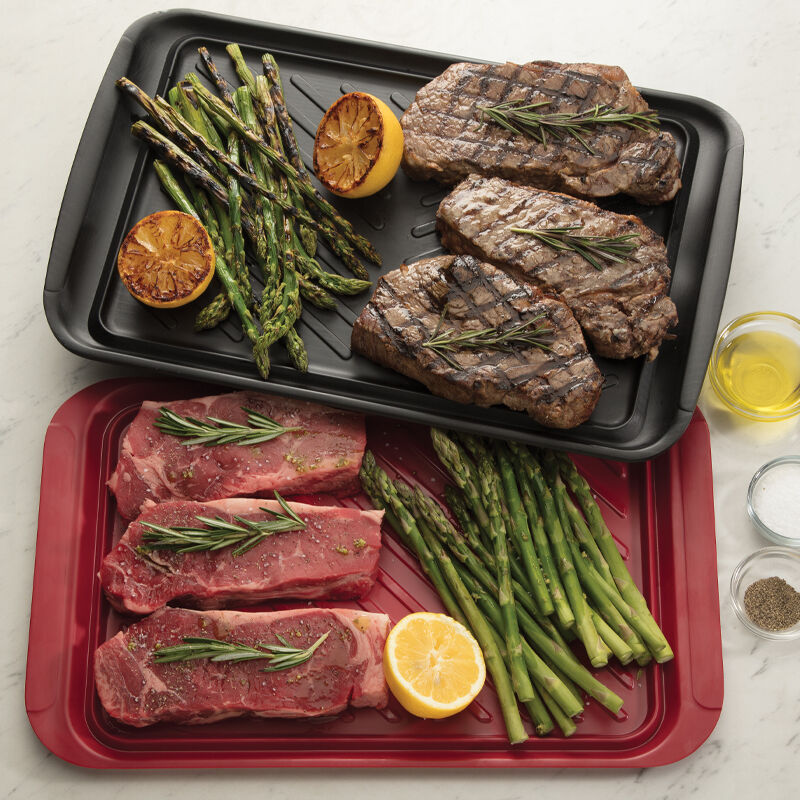 2-Pack Grilling Prep & Serve Trays (17" x 10.5" - Black & Red)