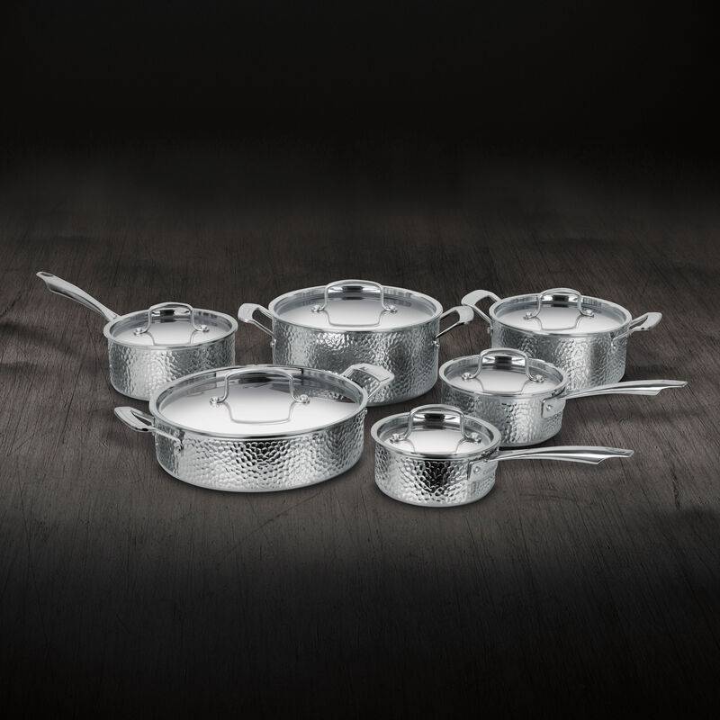 12-Piece Five-Ply Hand-Hammered Stainless Steel Cookware Set, , medium