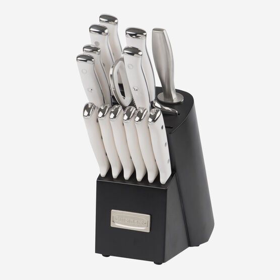15-Piece German Steel White Triple-Rivet Knife Block Set