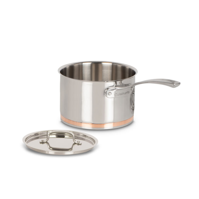 Casserole 3 Pintes (2,83 L) en Acier Inoxydable &agrave; Couche de Cuivre avec Couvercle