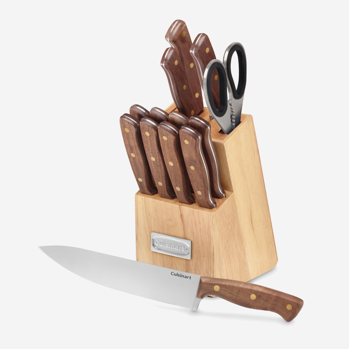 Walnut Triple Rivet 14-Piece Cutlery Block Set
