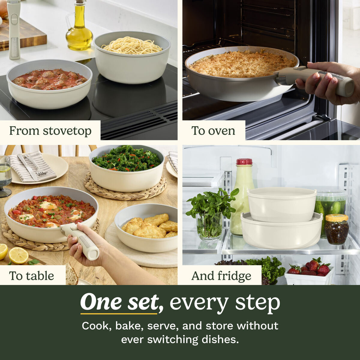 13-Piece Non-Stick Detachable Handle Cookware Set with 5-in-1 Cooking System