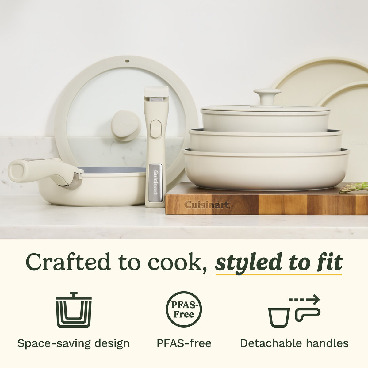 13-Piece Non-Stick Detachable Handle Cookware Set with 5-in-1 Cooking System