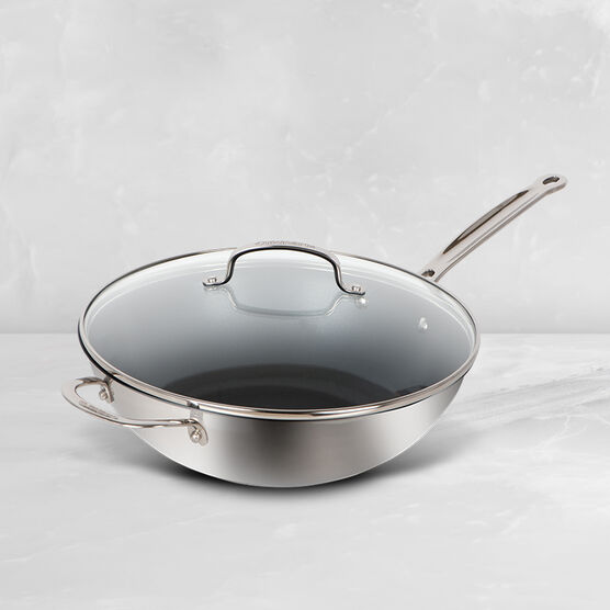 12" Everlasting NonStick Stainless Steel StirFry Pan/Wok with Cover