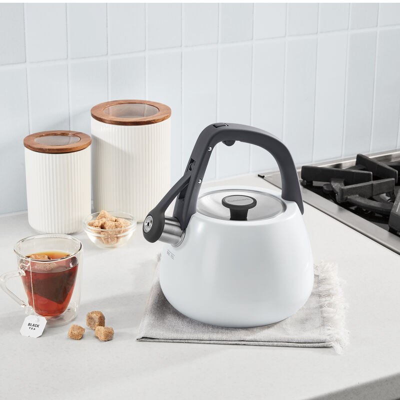 2 Qt. Matte White Stainless Steel Tea Kettle