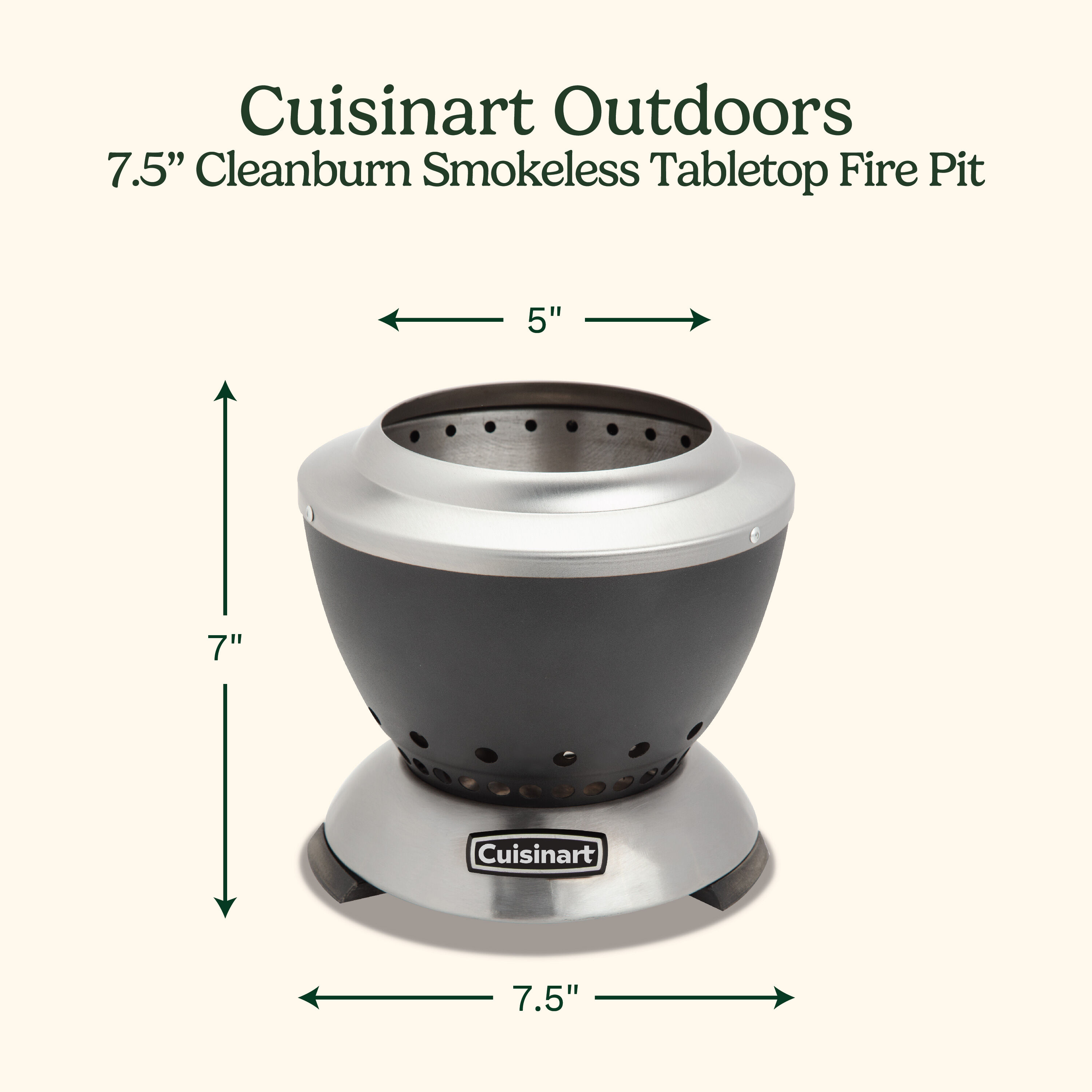 Cuisinart Cleanburn Tisch-Feuerstelle – Rauchfrei, 7,5 Zoll, Für Holzpellets & Mini-Holzscheite