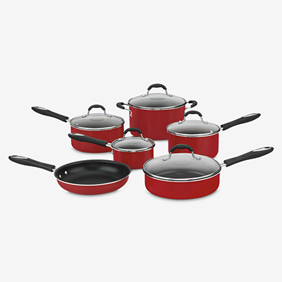 Red CUISINART 13-Piece Cast Iron Fondue Set FP-115RC