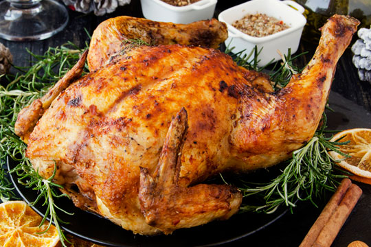 Sage and Butter Roasted Turkey with Pear-Walnut Stuffing