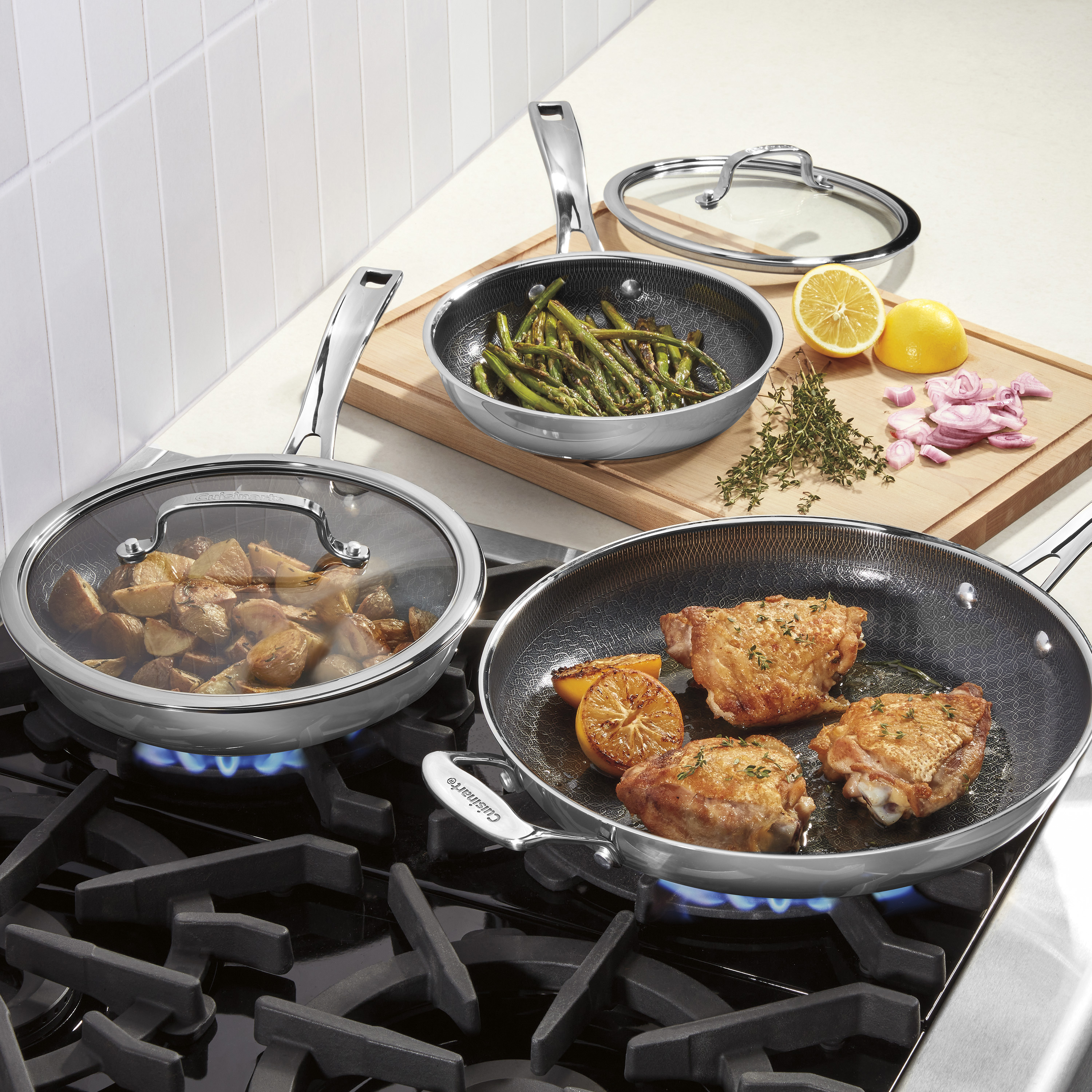 Cuisinart ステンレス鍋 フライパン 6点セット 6-Piece FusionPlus™ Nonstick Stainless Skillet Set