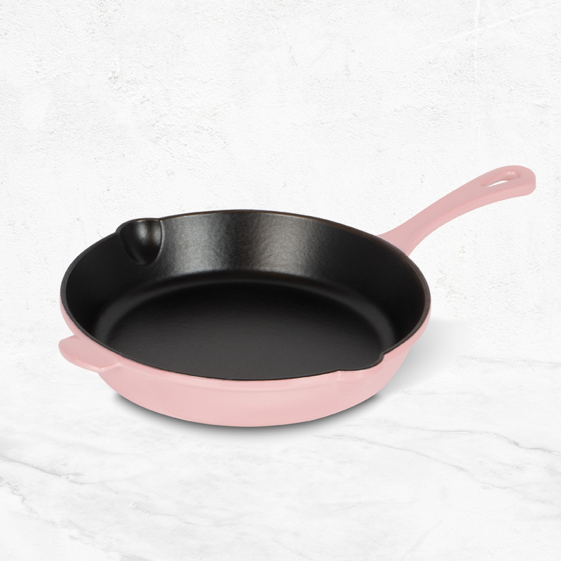 10 Cast Iron Round Fry Pan - Rosy Pink