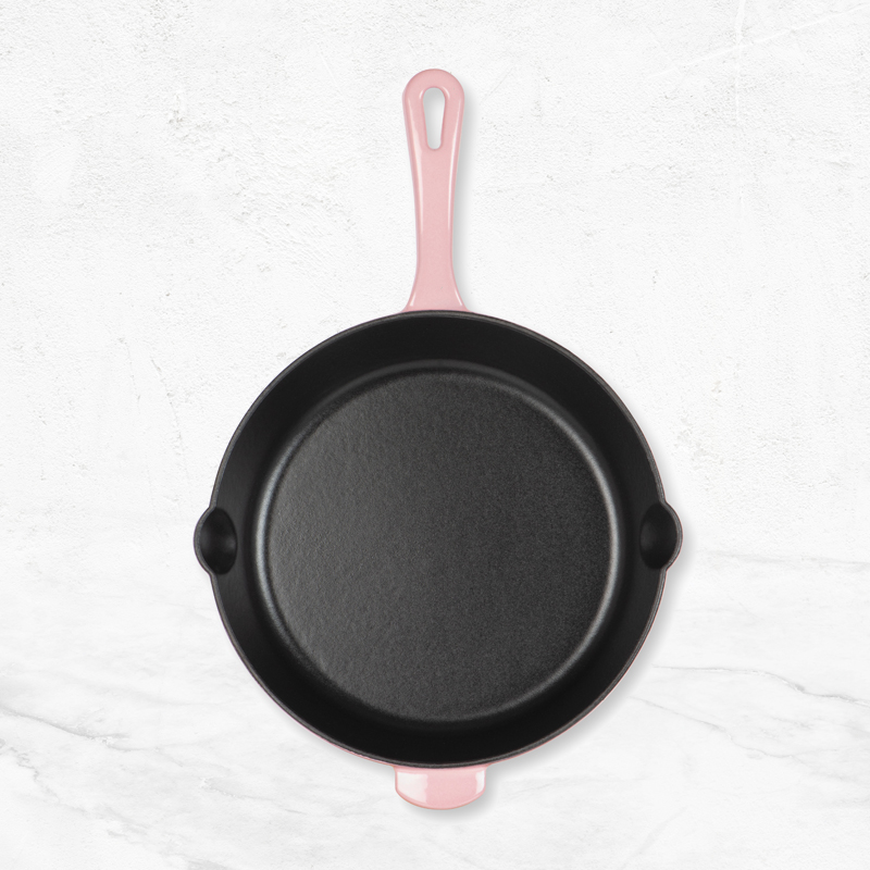 10 Cast Iron Round Fry Pan - Rosy Pink